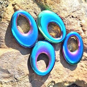 Titanium Dioxide Hematite Beads, Set of 4, NWT, 35mmx24mm, Drilled